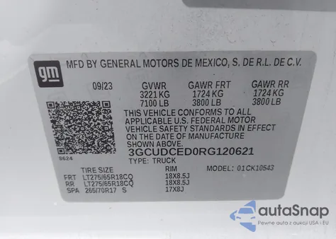 2024 Chevrolet Silverado 1500 4Wd Short Bed Custom Trail Boss из США, поврежденный, VIN 3GCUDCED0RG120621